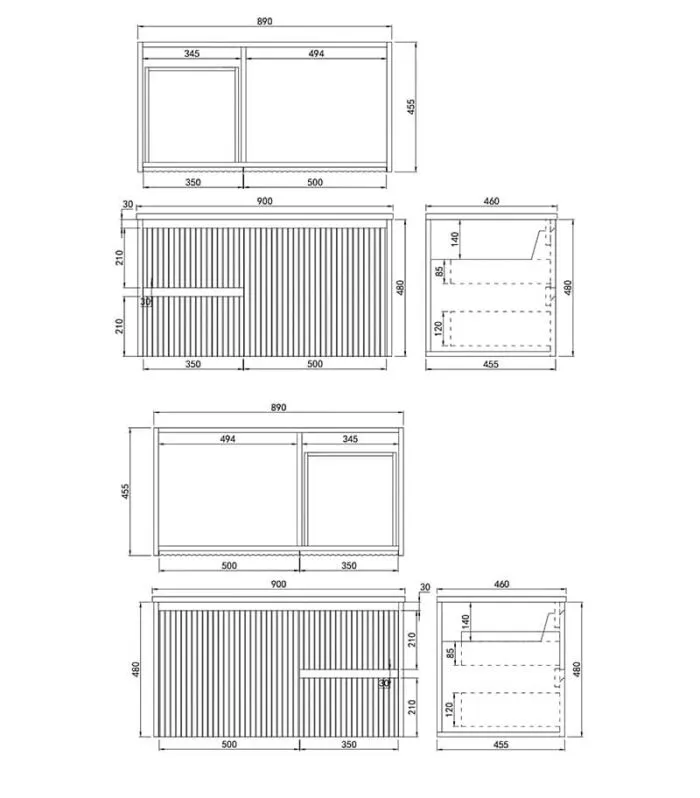 Brighton 900mm Wall Hung Vanity Specification