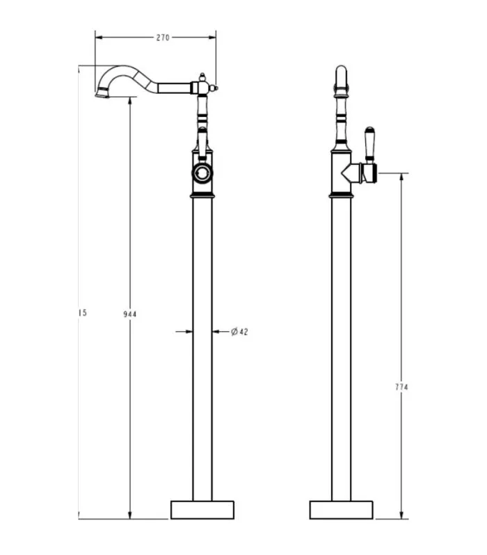 IKON Clasico Freestanding Bath Mixer Specification