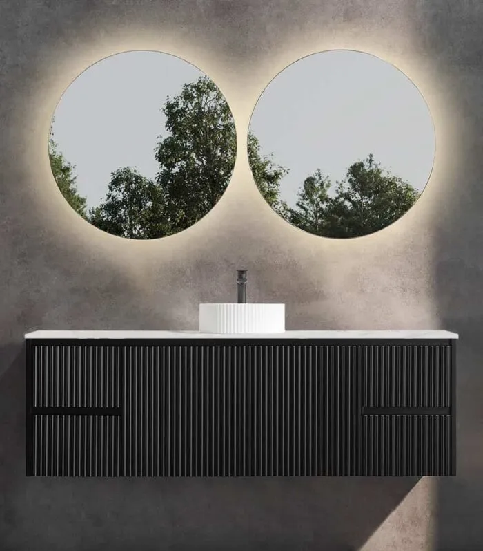 Brighton 1500mm Single Bowl Wall Hung Vanity - Matt Black With Marble Stone Top