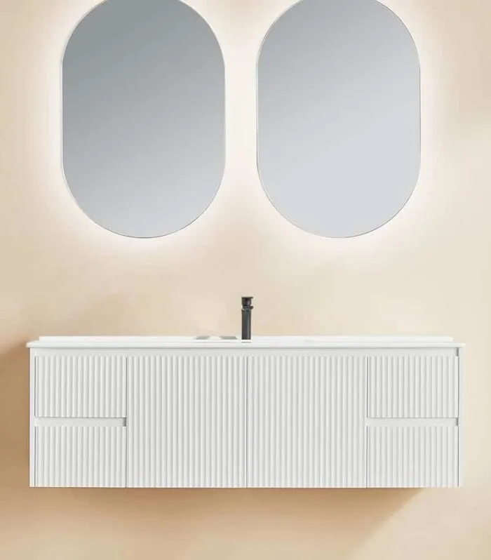 Brighton 1500mm Single Bowl Wall Hung Vanity - Matt White with Ceramic Top