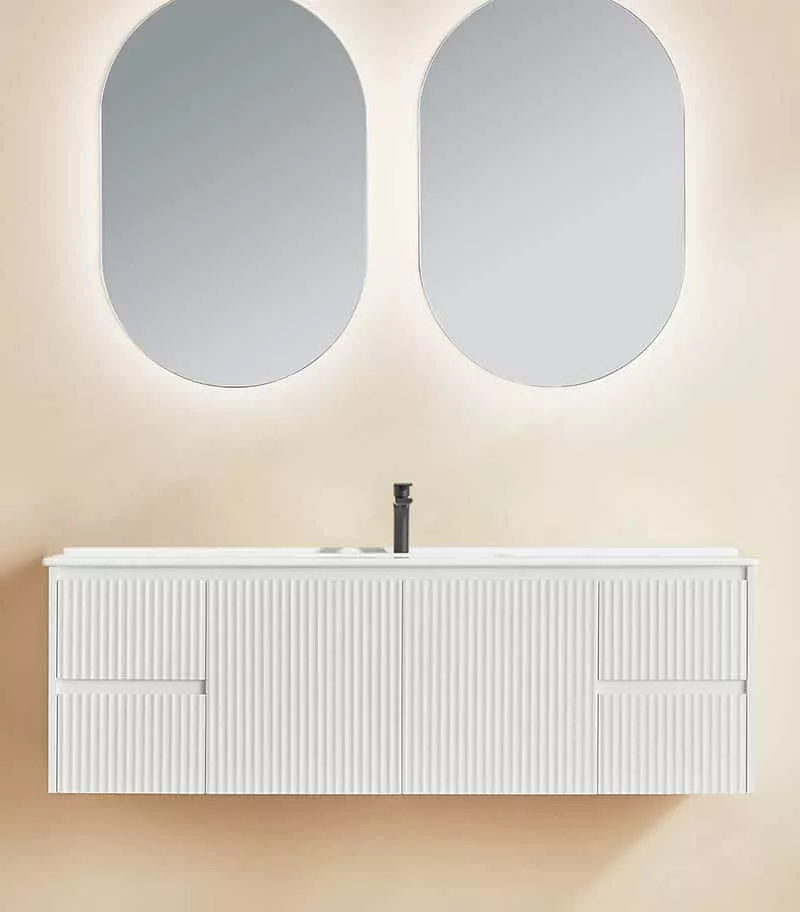 Brighton 1500mm Single Bowl Wall Hung Vanity - Matt White with Ceramic Top