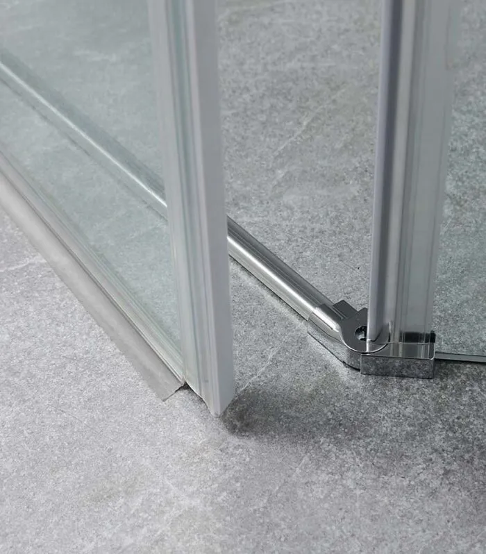 Diamond-Shaped Frameless Pivot Door Shower Screen – Chrome Fittings Bottom