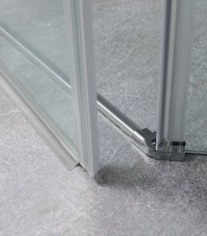 Diamond-Shaped Frameless Pivot Door Shower Screen – Chrome Fittings Bottom