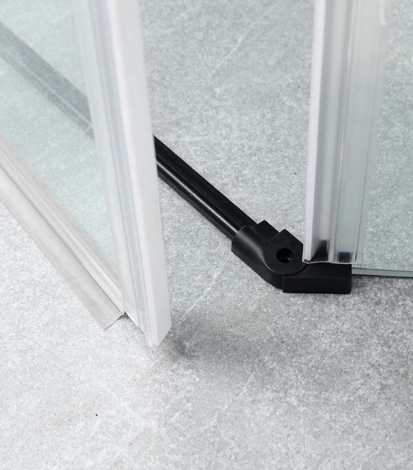 Diamond-Shaped Frameless Pivot Door Shower Screen – Matt Black Fittings bottom