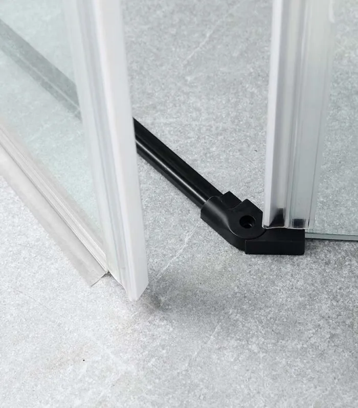 Diamond-Shaped Frameless Pivot Door Shower Screen – Matt Black Fittings bottom