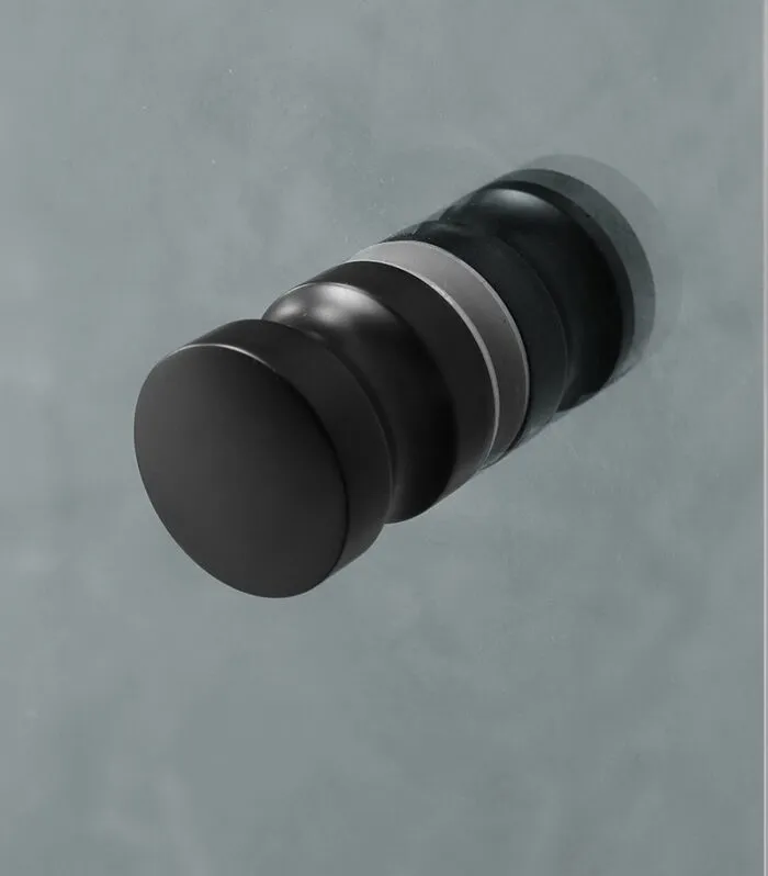 Matt Black Frameless Shower Screen - Knob Handle