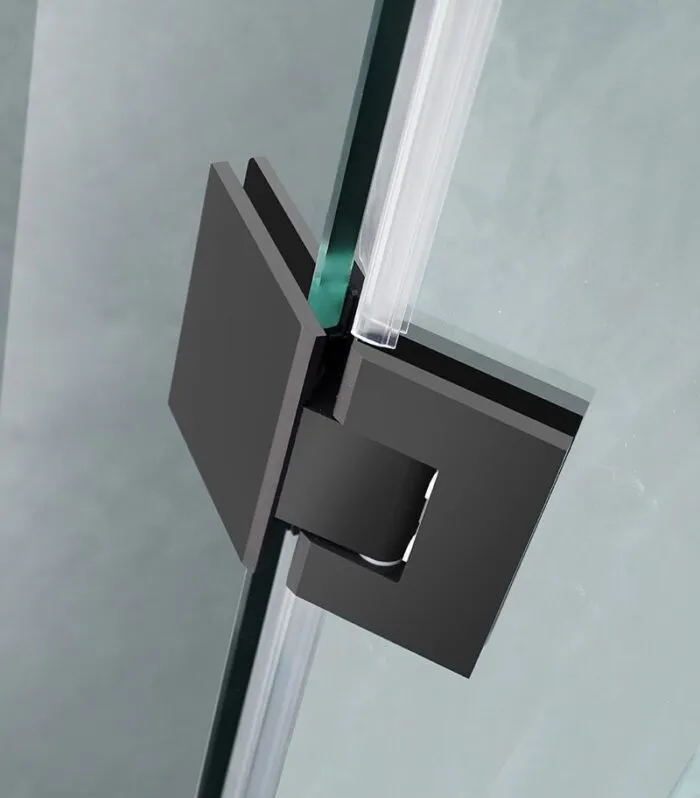Matt Black Frameless Shower Screen - Hinge