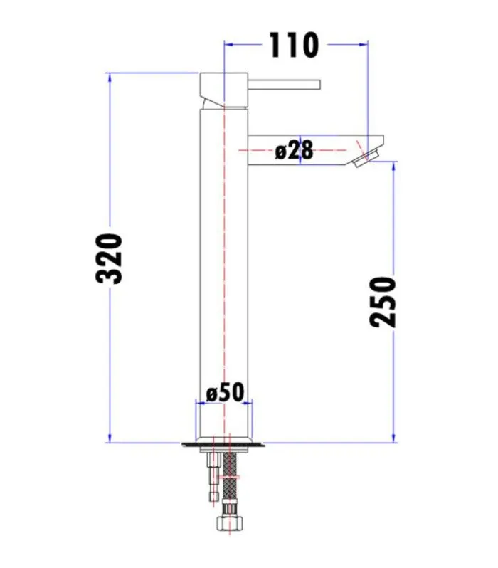Opus Chrome Tall Basin Mixer Specification