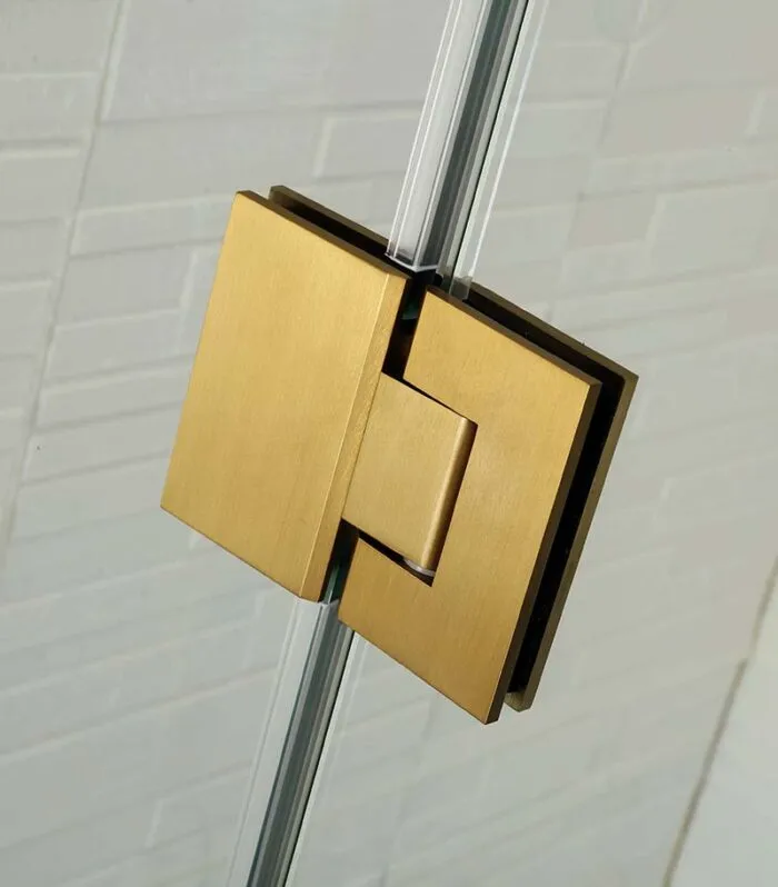 Frameless Shower Screen Brushed Gold Hinges