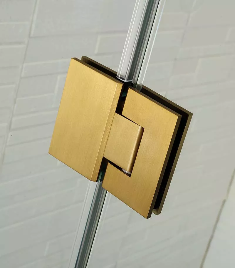 Frameless Shower Screen Brushed Gold Hinges