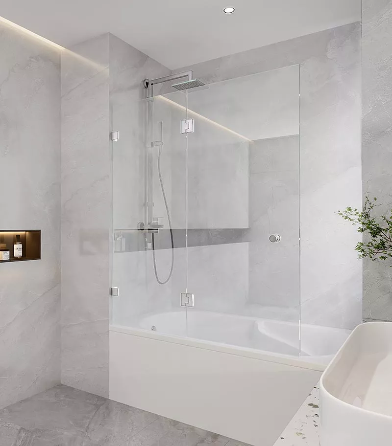 10mm Glass Fixed & Swing Panels Hinged Bath Screen - Chrome