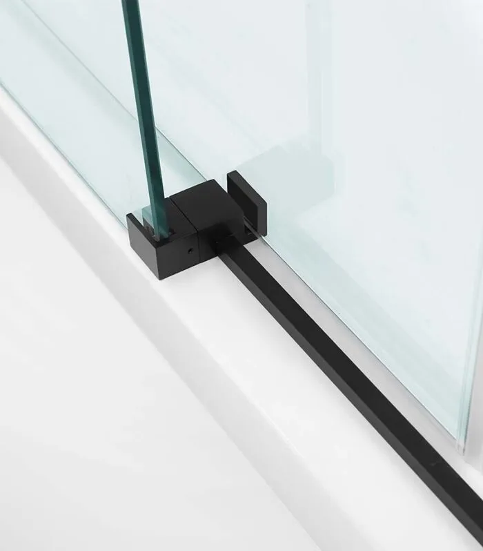Square / L Shape Sliding Door Matt Black Frameless Shower Screen Bottom View