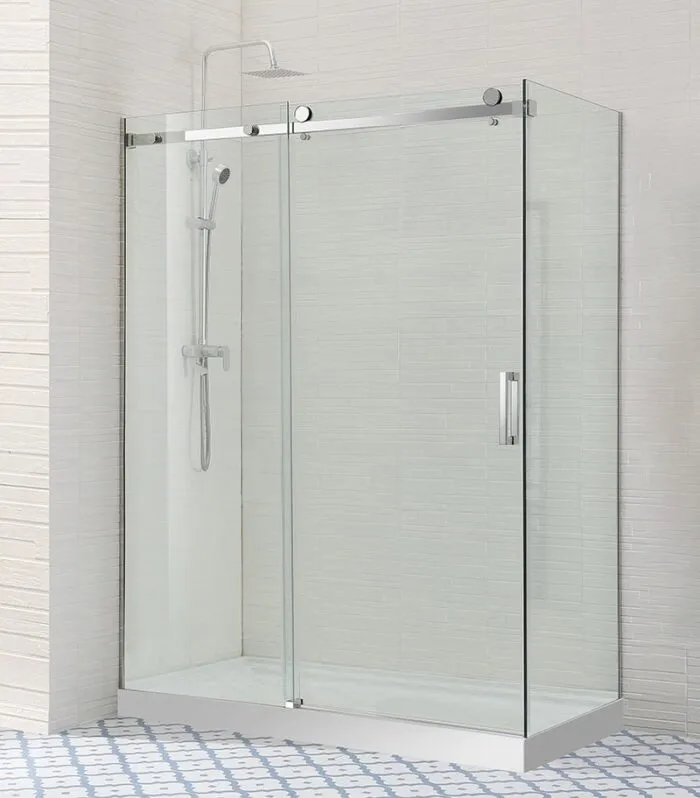 Square & L-Shape Frameless Sliding Door Shower Screen – Chrome Fittings