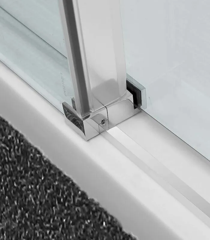 Square / L Shape Sliding Door Chrome Frameless Shower Screen Bottom View