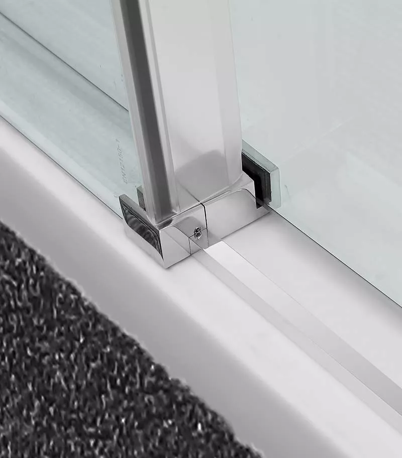 Square / L Shape Sliding Door Chrome Frameless Shower Screen Bottom View