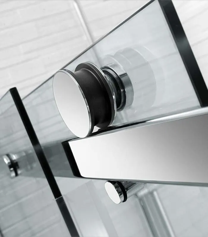 Square / L Shape Sliding Door Chrome Frameless Shower Screen Top View