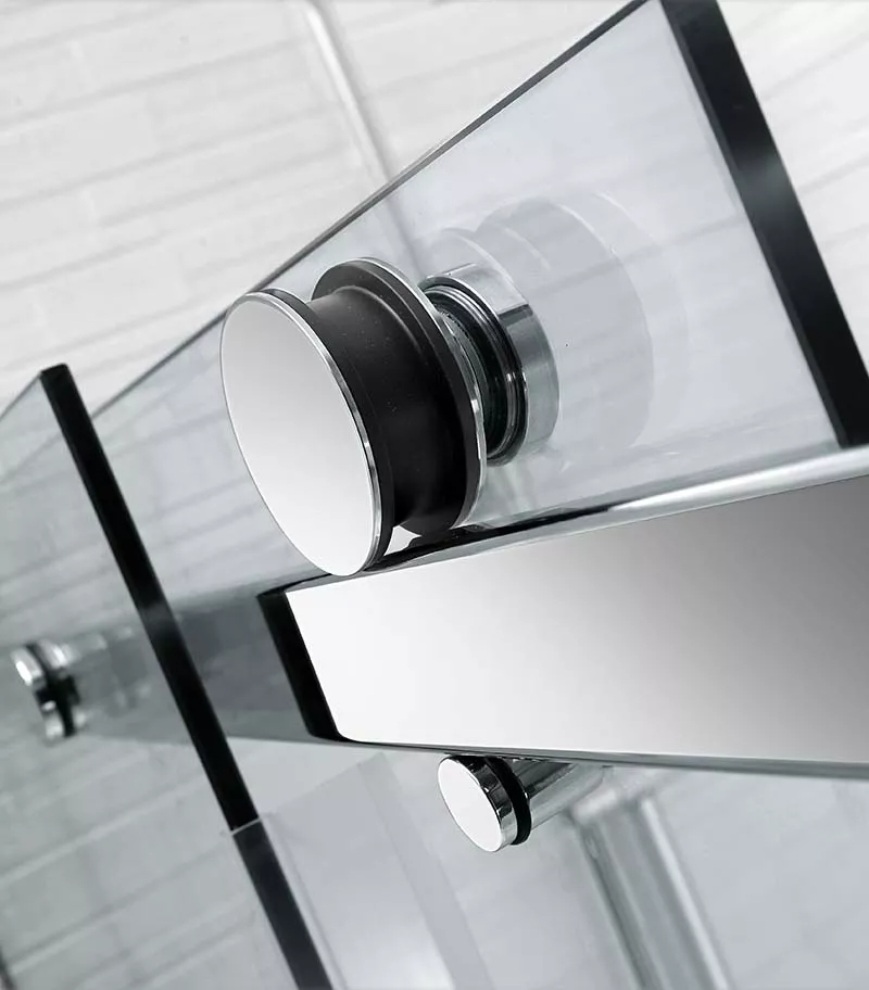 Square / L Shape Sliding Door Chrome Frameless Shower Screen Top View