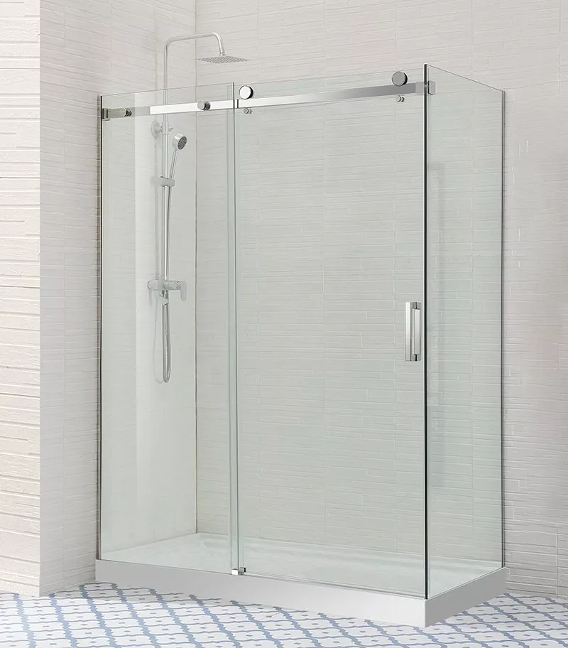 Square & L-Shape Frameless Sliding Door Shower Screen – Chrome Fittings