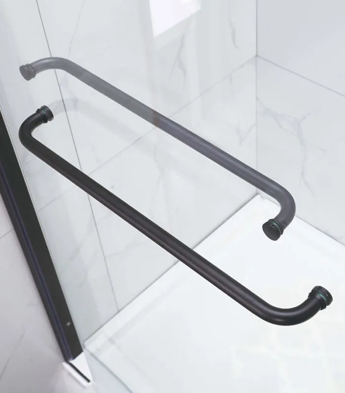 Matt Black By-Passing Doors Frameless Wall To Wall Shower Screen Handle