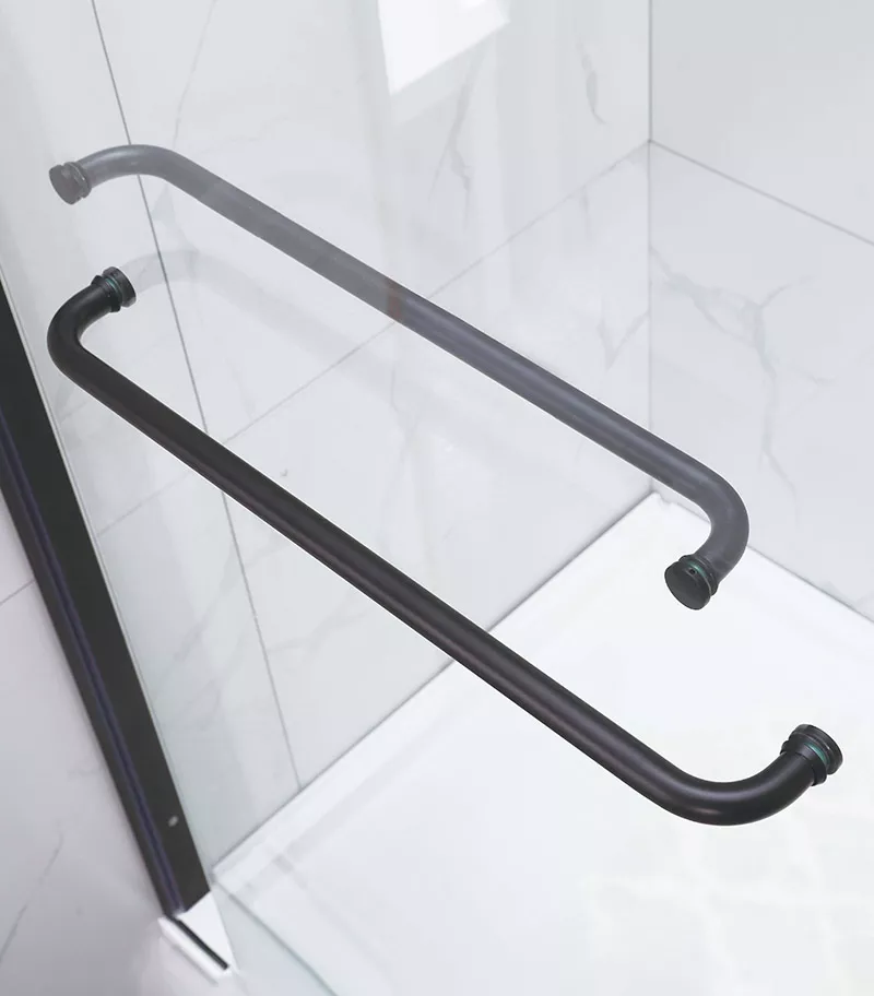 Matt Black By-Passing Doors Frameless Wall To Wall Shower Screen Handle