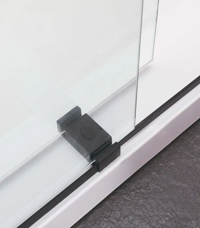 Matt Black By-Passing Doors Frameless Wall To Wall Shower Screen Bottom View