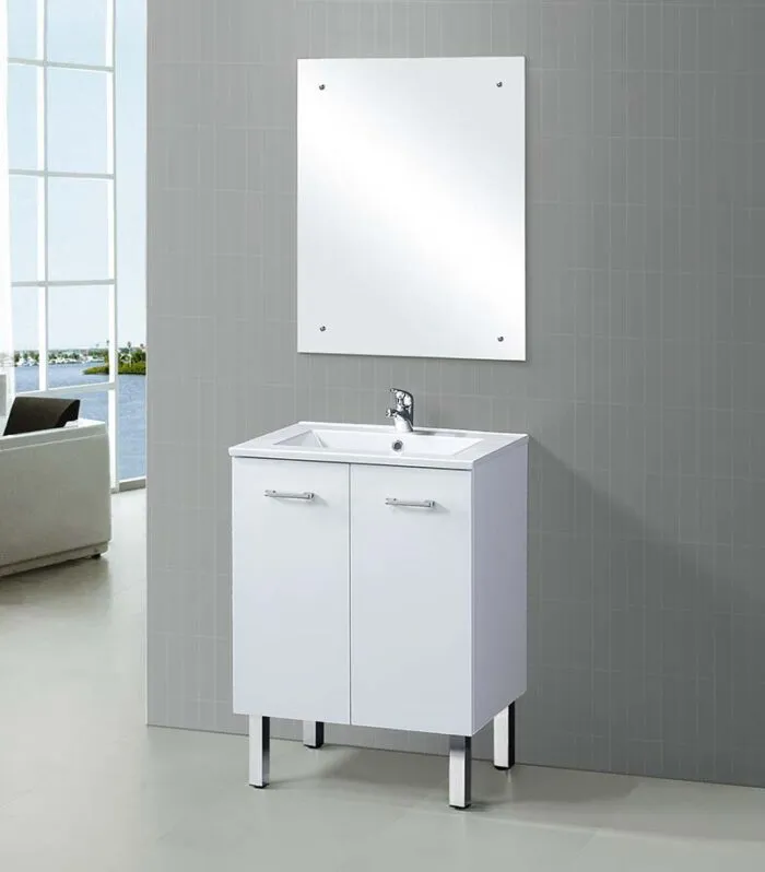 Reno 2 Ceramic Top 600mm Freestanding Vanity - Gloss White