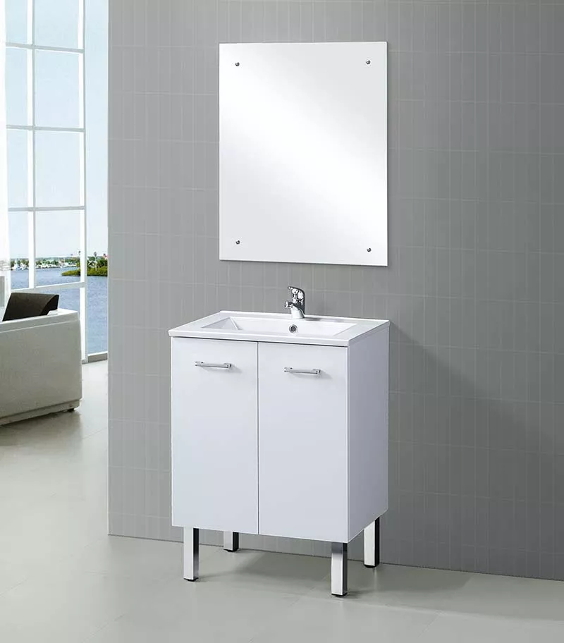 Reno 2 Ceramic Top 600mm Freestanding Vanity - Gloss White