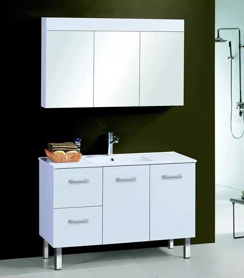Reno 2 Ceramic Top 1200mm Freestanding Vanity - Gloss White LHD