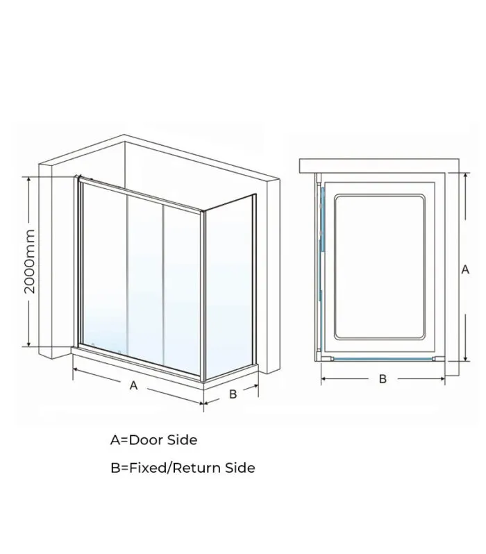 Sliding Door Chrome Framed Shower Screen Specification