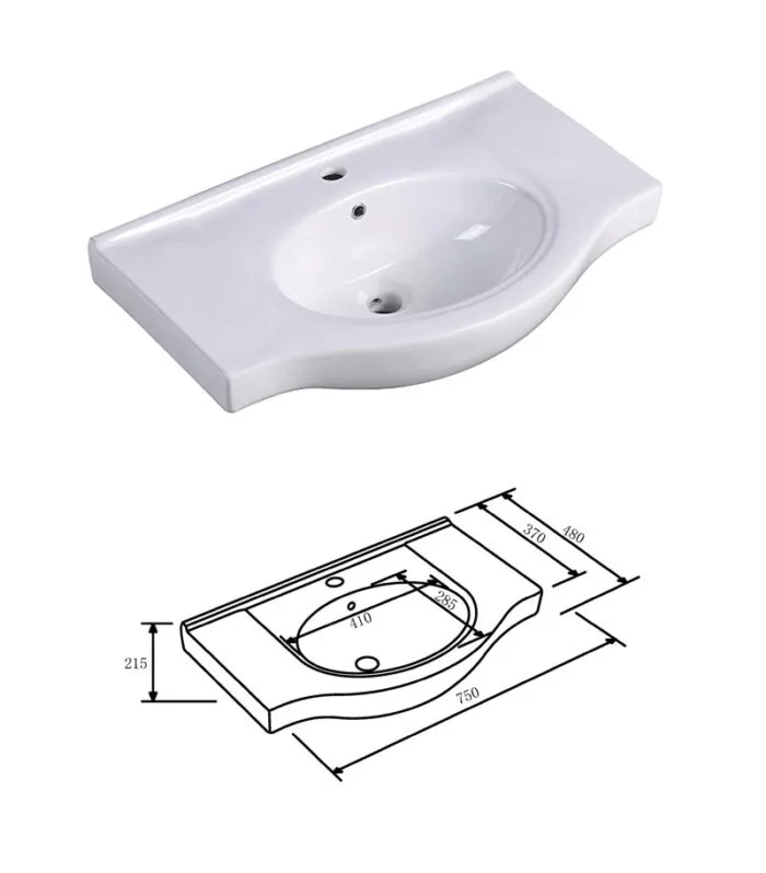 Reno 750mm Semi-recessed Freestanding Vanity With Ceramic Top - Gloss White Ceramic Top