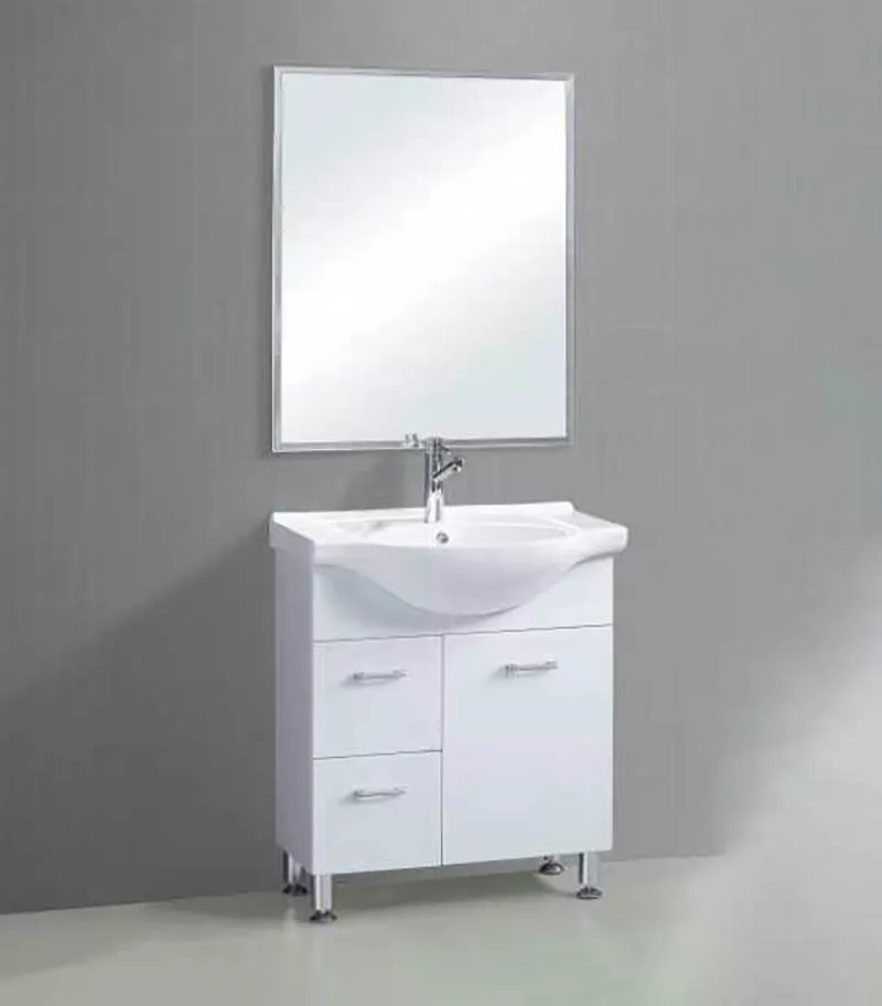 Reno 750mm Semi-recessed Freestanding Vanity With Ceramic Top - Gloss White Left Hand Drawer
