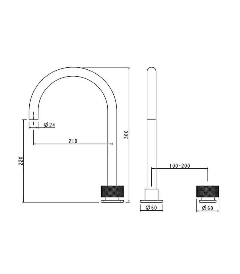 Moon Two-Piece Basin Mixer - Specification
