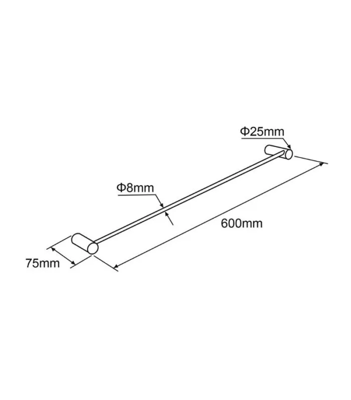 Lucid Pin 600mm Single Towel Rail Specification