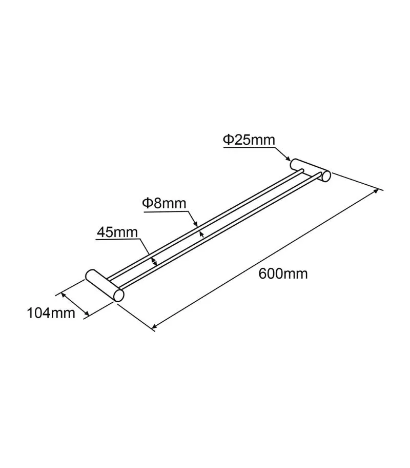 Lucid Pin 600mm Double Towel Rail Specification