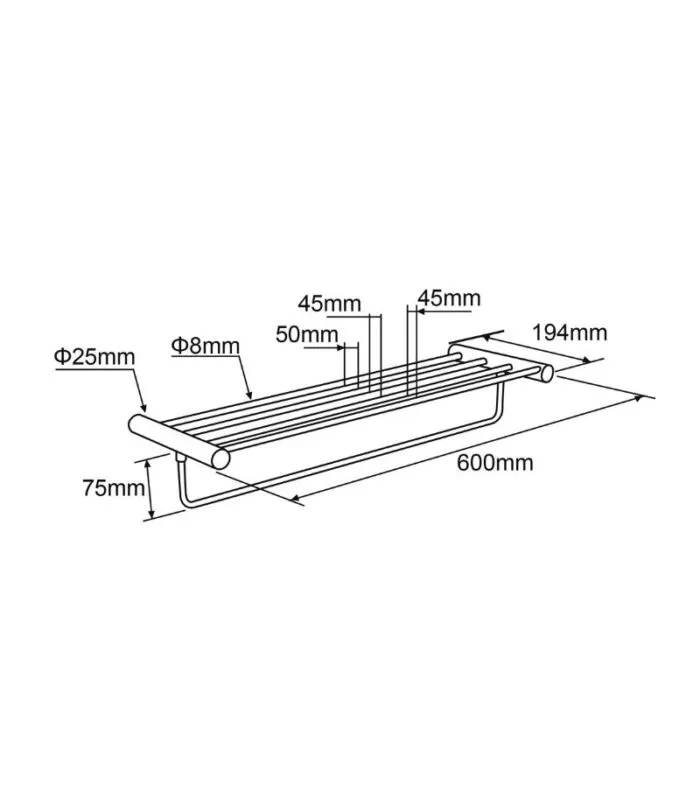 Lucid Pin 600mm Towel Rack Specification