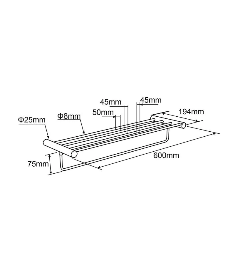 Lucid Pin 600mm Towel Rack Specification