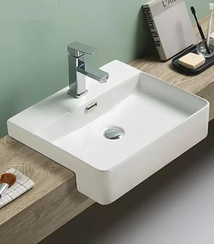 505 x 420 x 130mm Semi-Recessed Ceramic Basin - Gloss White