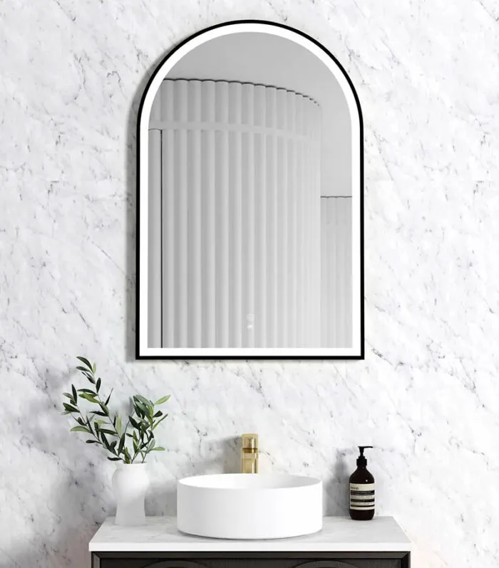 Archie 900mm x 600mm Matt Black Metal Framed LED Mirror