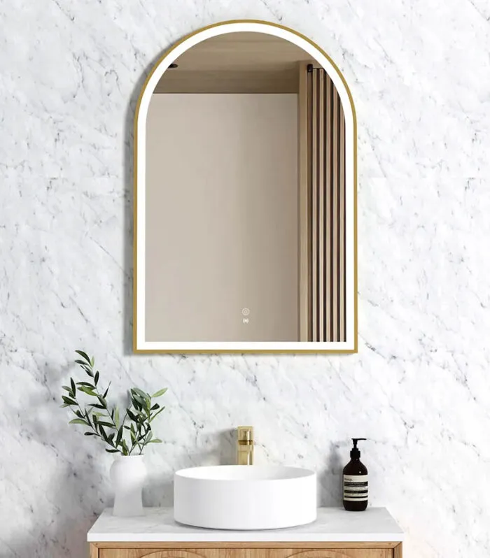Archie 900mm x 600mm Gold Metal Framed LED Mirror