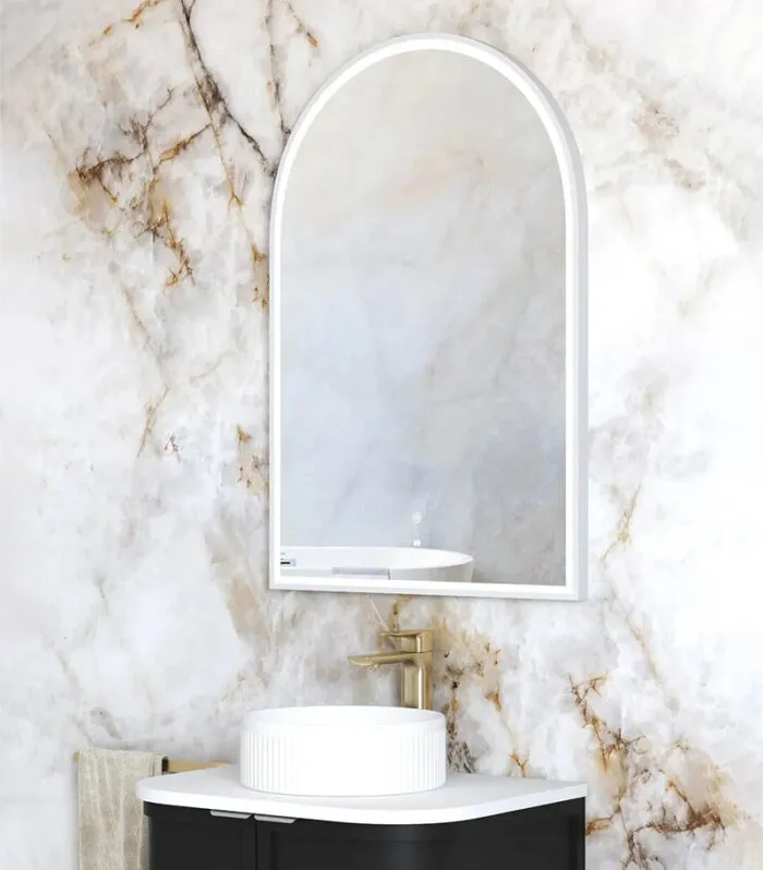 Archie 900mm x 600mm White Metal Framed LED Mirror Side View