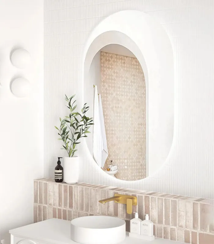 Noosa 900mm/1200mm Frameless Oval LED Mirror Vertical