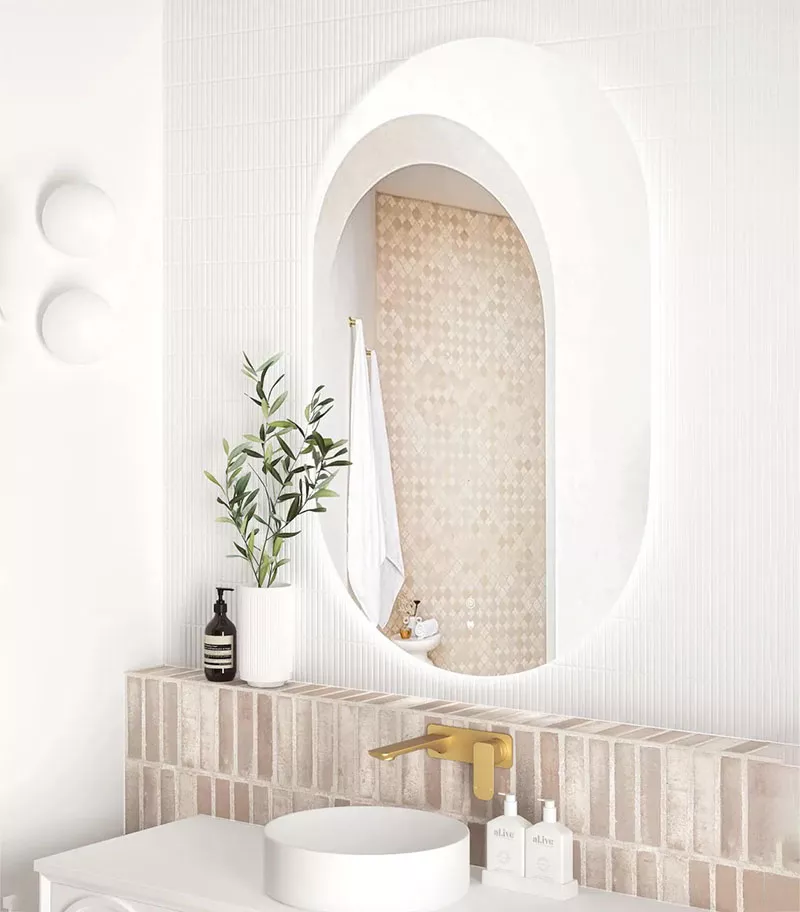Noosa 900mm/1200mm Frameless Oval LED Mirror Vertical
