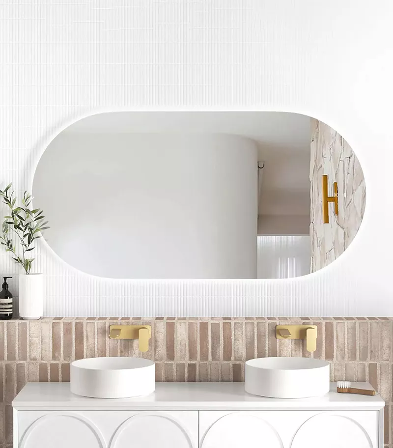 Noosa 750mm x 1500mm Frameless Oval LED Mirror