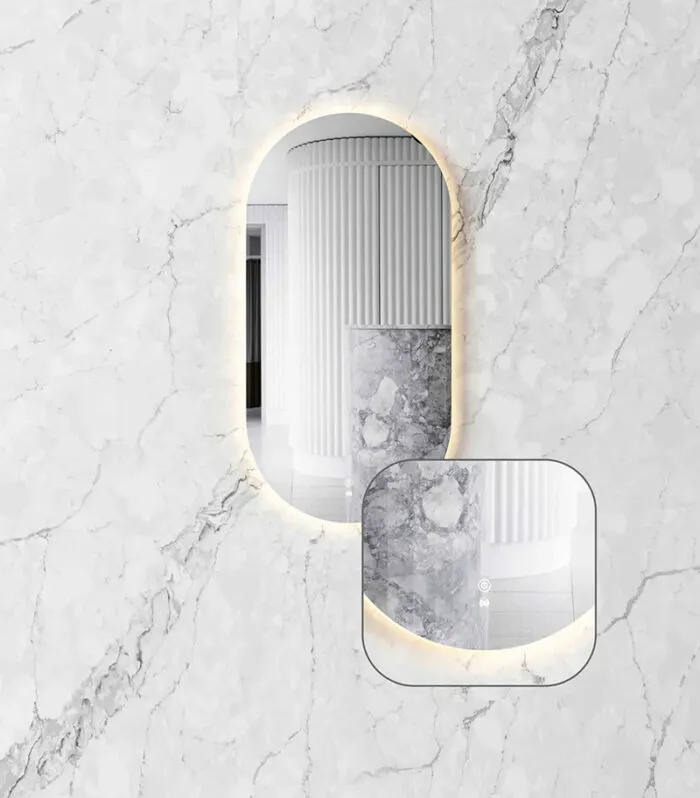 Noosa 450mm x 900mm Oval LED Mirror Warm Light