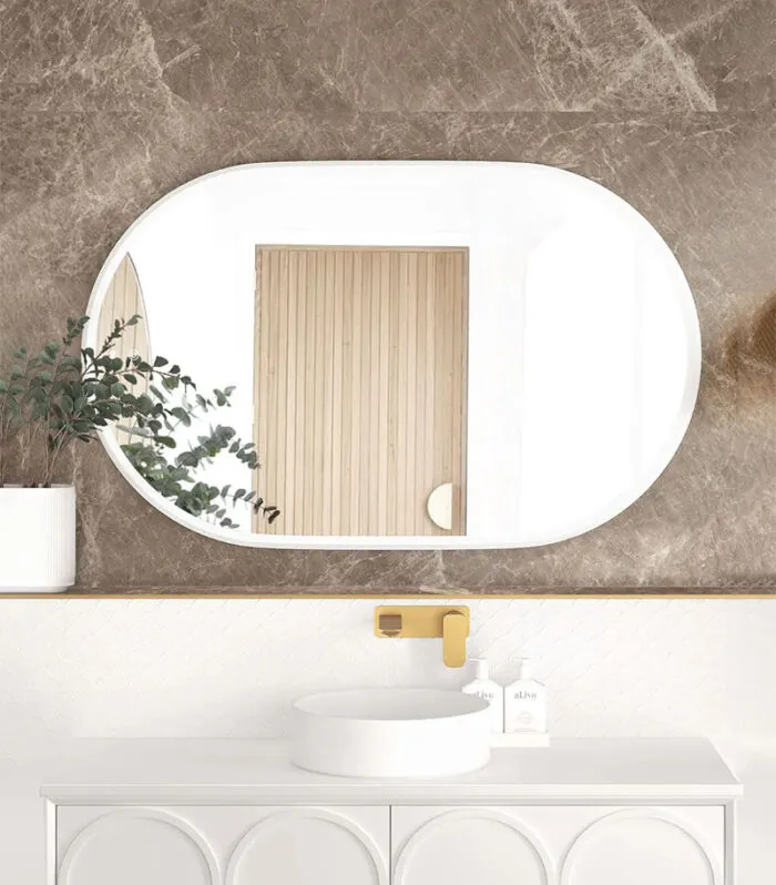 Noosa 900mm/1200mm Matt White Metal Frame Oval LED Mirror