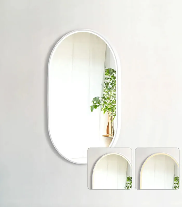 Noosa 900mm/1200mm Matt White Metal Frame Oval LED Mirror Side View