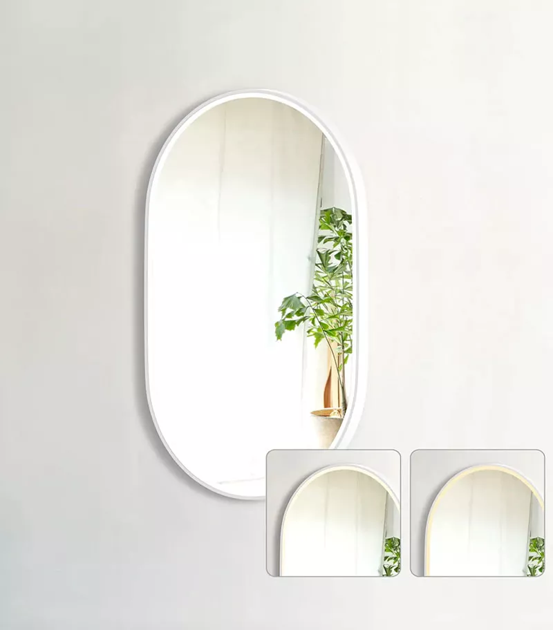 Noosa 900mm/1200mm Matt White Metal Frame Oval LED Mirror Side View