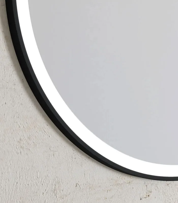 Bondi 800mm x 800mm Matt Black Metal Framed Round LED Mirror Bottom View