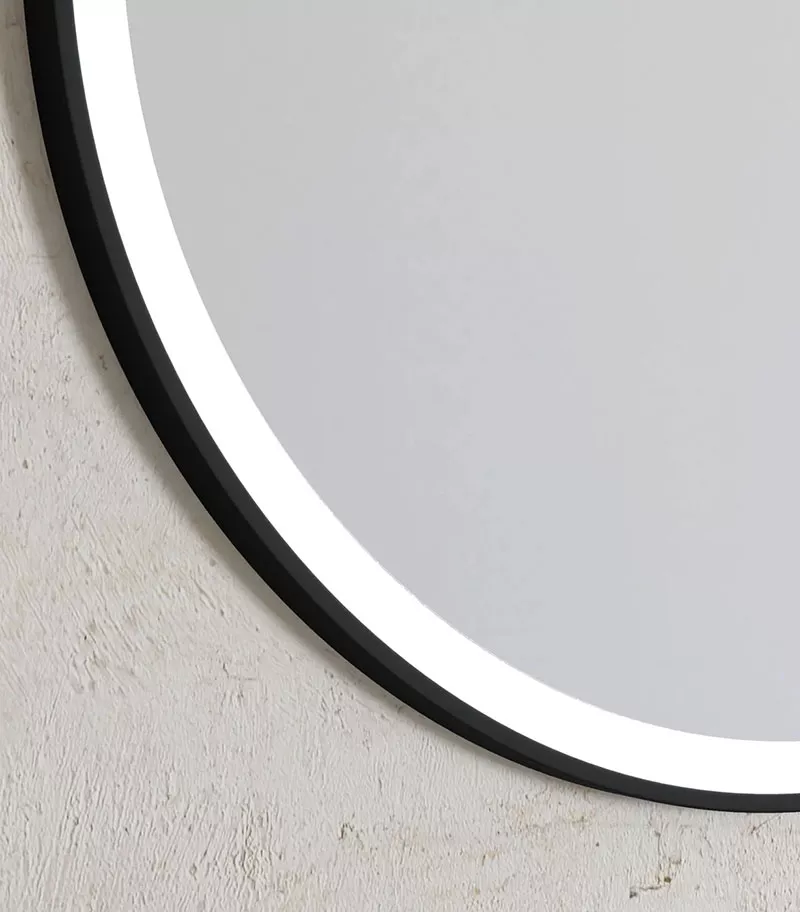 Bondi 800mm x 800mm Matt Black Metal Framed Round LED Mirror Bottom View