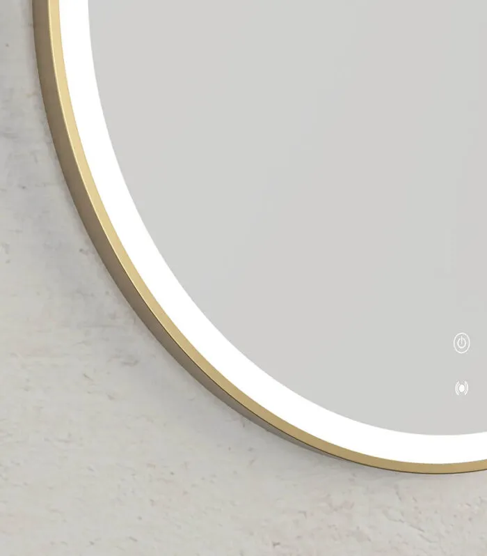 Bondi 800mm x 800mm Gold Metal Framed Round LED Mirror Bottom View